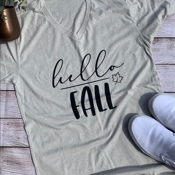 Hello Fall v-neck Tee - Picture 2 of 2